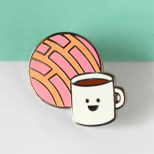 Concha and Coffee Enamel Pin | Mexico Pan Dulce Pink Snack Lapel