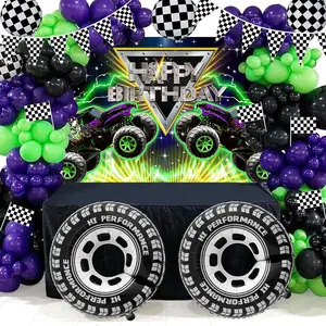 Birthday DecorationsMonster  Balloon archMonster  Party decorationsInclude Balloon arch,BannerBackdrop, Tablecloth