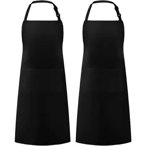 Men Women Adjustable Cooking Kitchen Chef Aprons with 2 Pockets, Cotton/Polycotton/Polyester