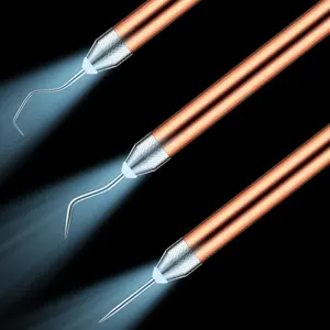 3 Pcs Weeding Tools for Vinyl with LED Light Set Pin Pen Weeding Craft Tweezers Tools for Cutting Machines Crafting Accessories Vinyl Paper Iron on Projects Adults(Gold)