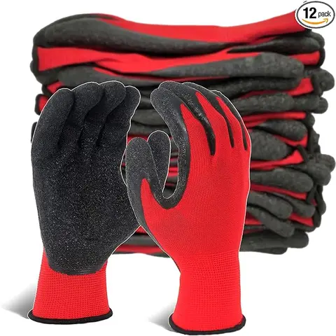 32 pairs Crinkle Latex Rubber Coated Safety Work Gloves metal gloves studson  hardhat work glove