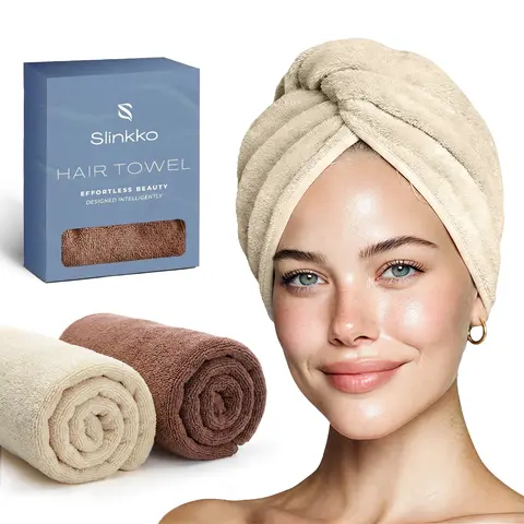 Microfiber Hair Towel Wrap Turban (2-Pack)