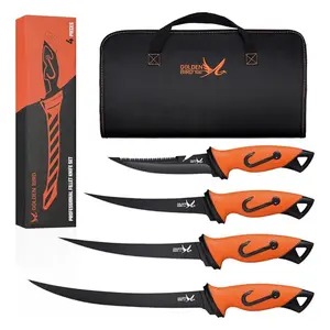 GOLDENl BIRD Filleting Knife Set - 5 Pcs Fishing Knife Boning Knives with Protective Sheath Meat Cutting, Non-Slip Handles Knives for with Storage Bag, Christmas Gifts for Men