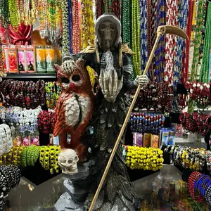 Large Black Santa Muerte Statue