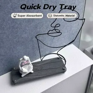 Magic Diatomite Quick Dry Tray | 10s Instant Water Absorbent Stone Sink Organizer | Anti-Slip Bathroom & Kitchen Counter Accessory