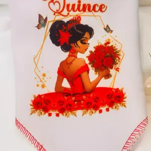 12pcs Quinceanera Napkins 12x12 Inches Polyester Tableware for Quinceanera Celebrations with Elegant Design and Message Cutlery