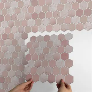 3D Marble Pattern Wall Sticker, 12pcs/set Self-adhesive Wall Tile Sticker, Waterproof Wall Decal for Kitchen & Bathroom, Marble Pattern Wallpaper