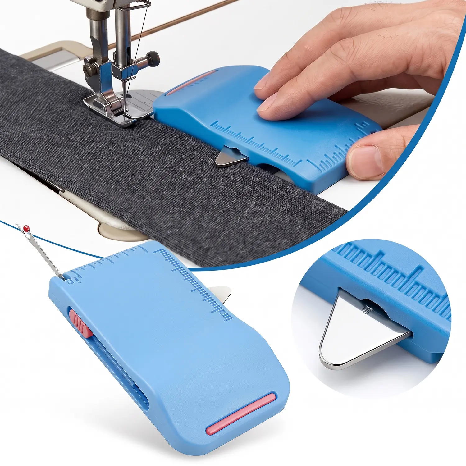 Magnetic Seam Guide for Sewing Machine with Retractable Seam Ripper, Seam Gauge Ruler, Universal Sewing Quilting Accessories Supplies Tools, Ideal for Beginners