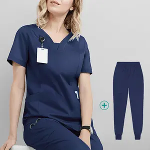 Women's Polyester-Spandex Casual Scrubs - Hospital Operating Room Uniform for Doctors, Beauty Salon Workwear Clothes