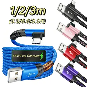 1/2/3m 66WUSB Type C Cable, Car Charger Cable, for Fast Charging And Data Transfer, Compatible with Samsung, Redmi, Oneplus, Xiaomi, Vivo, OPPO, Iphone 16 Pro Max/16 Plus/15 Pro/15, for Charging USB C Smartphones in Travel And Office Se