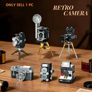 Vintage Camera Building Blocks Series, Small Bricks Compatible with Big Brands, Desktop Collectible Display, 3D Camera Model Gift, Model Kit, STEM Building Blocks