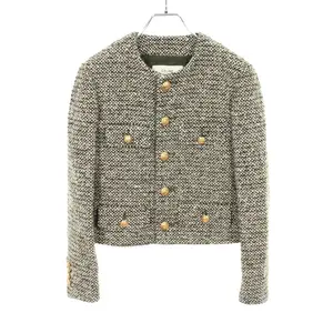 Pre-owned Celine Wool Small Leather Goods Tweed Mohair Jacket