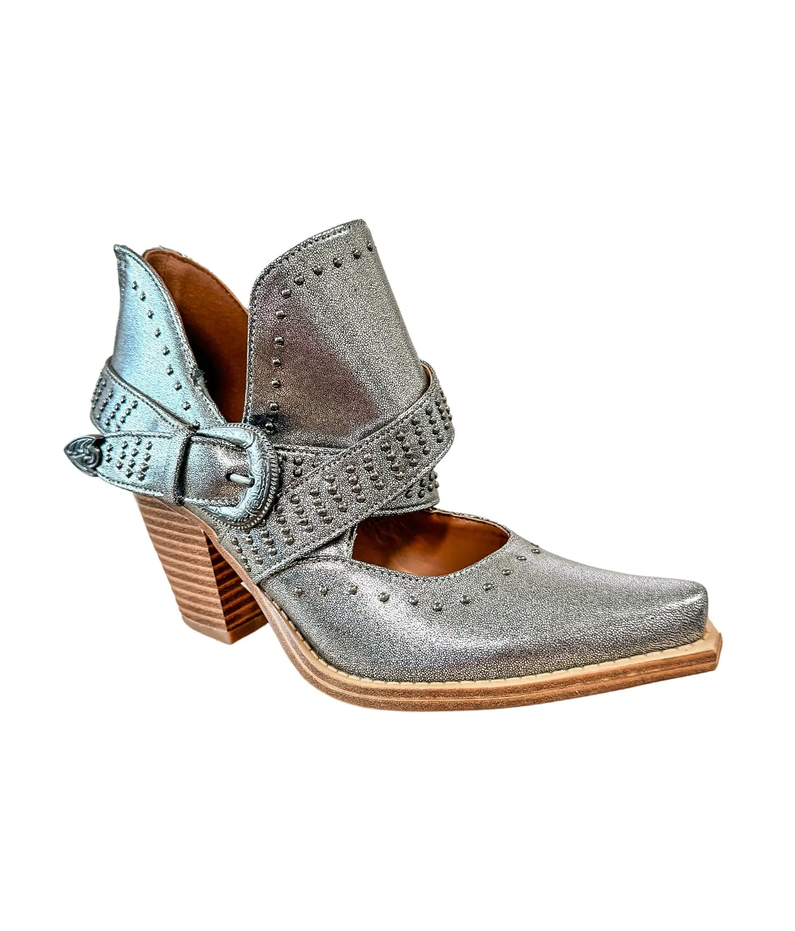 Naughty Monkey Gray Leather Woven Bootie Naughty Monkey-Fiona Ankle Boot - TikTok Shop main image 2