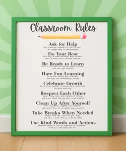 Classroom Rules Poster | Homeschool Rules Chart for Kids | Behavior Expectations & Learning Routine Visual | Educational Wall Art