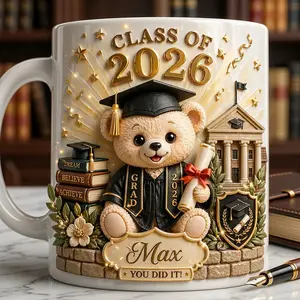 Graduation Gifts Class of 2026 Personalized Mug 2D Printed 3D Effect Coffee Cup, Custom Name Ceramic Keepsake for Students Seniors Graduates, Unique 2026 Celebration Gift Idea for Him Her Friends Family College Graduation Present