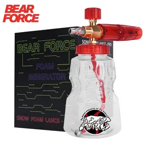 BEAR FORCE Pressure Washer Brass Foam Cannon Foam Generator Snow Foam Lance with 1/4” Quick Connector & 1.25mm & 1.10mm Orifice Nozzle, 360° Adjustable Thicker Snow Foam with 32 oz Soap Car Wash