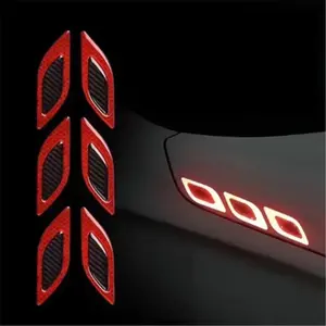 6Counts/Set Car Reflective Carbon Fiber Sticker 3D Car Styling Reflective Strips Night Safety Warning Reflector Tape Stickers Decal