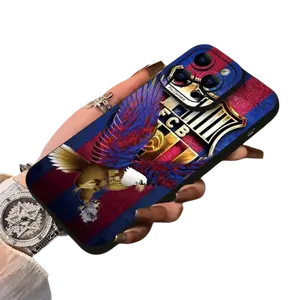FCB Eagle and Shield Pattern TPU Mobile Phone Case, Shockproof and Anti Fall, Birthday or Festival Gift for Men and Women for iPhone 16 15 14 13 12 11 XS XR X 7 8 Plus Pro Max SE Smartphone Protection Black Sensitive Control Double Upgrade