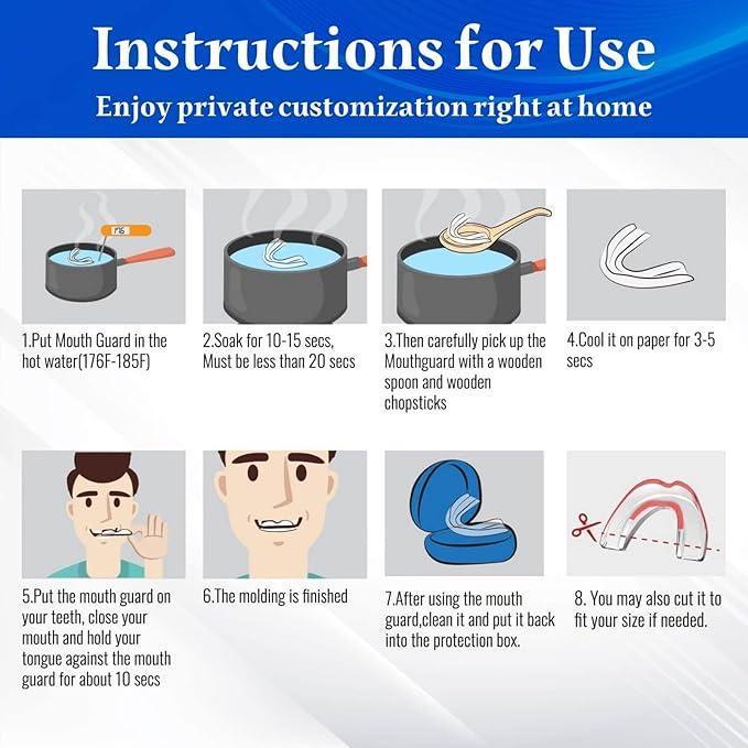 Mouth Guard for Teeth Grinding at Night - 4 Pcs EVA Moldable Dental  Night Guards for Adults & Teens - Thickened Design Safe Soft Comfortable Reusable Design with Carrying Case - Nighttime Protection for Teeth