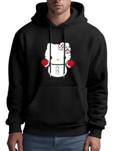 Sanrio Hello Kitty Christmas Collection Hoodie Adult Size Black with Festive Design Long Sleeve Fitted Cartoon Japanese Style