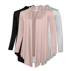 Open Front Cardigans (3 Pack: Black, Heather Grey, Mocha)