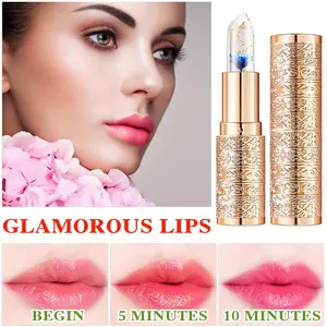 1 Pack Crystal Jelly Flower Lipstick Nutritious Temperature Change Lip Balm Long Lasting Moisturizer Lip Gloss Magic Color Change Lip Stick Waterproof Matte Lipstick