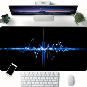 Electric Wave Pattern Mouse Pad, 1 Count Large Gaming Mouse Pad, Non-slip Rubber Base Stitched Edge Desk Pad for Laptop, Office Desk Accessories