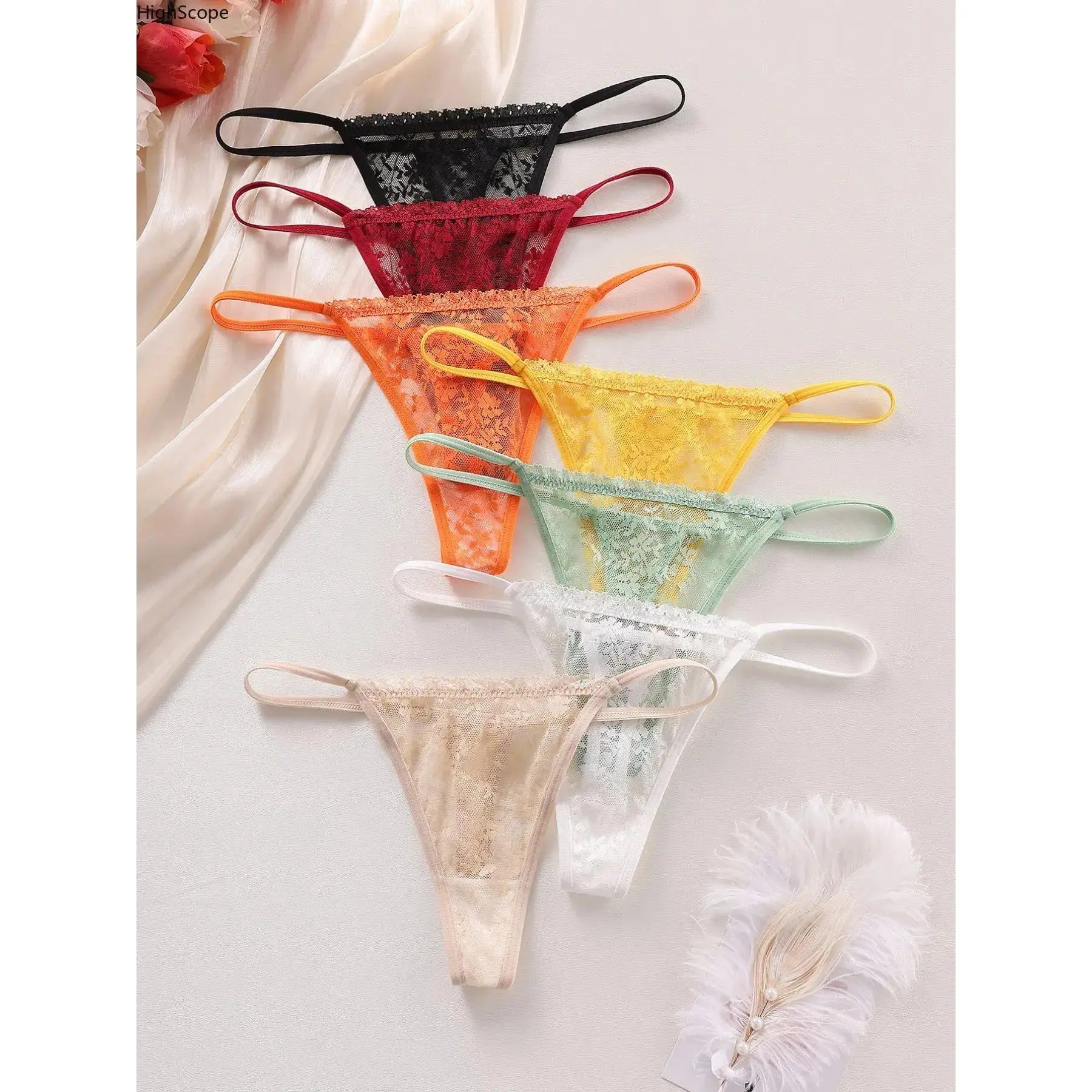 Women's 7-Pieces Lace Underwear, Multi-Color Low Rise Seamless Panties, Breathable No VPL for Sports & Active Use