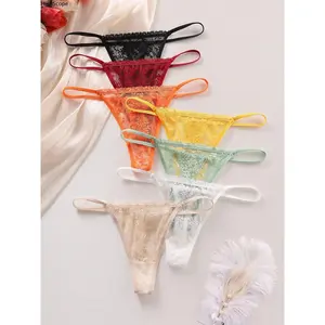 Women's 7-Pack Sexy Lace Thong Panties - Multi-Color Lingerie Women, Seamless, No VPL, Breathable Comfortable Intimate Apparel for Sports & Outdoor Activities