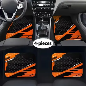 4 Piece Car Floor Mats Set, Geometric Design, Polyester Material, Fashionable Durable, Perfect Gift for Christmas Halloween Thanksgiving, Automotive Floor Mats, Car Accessories