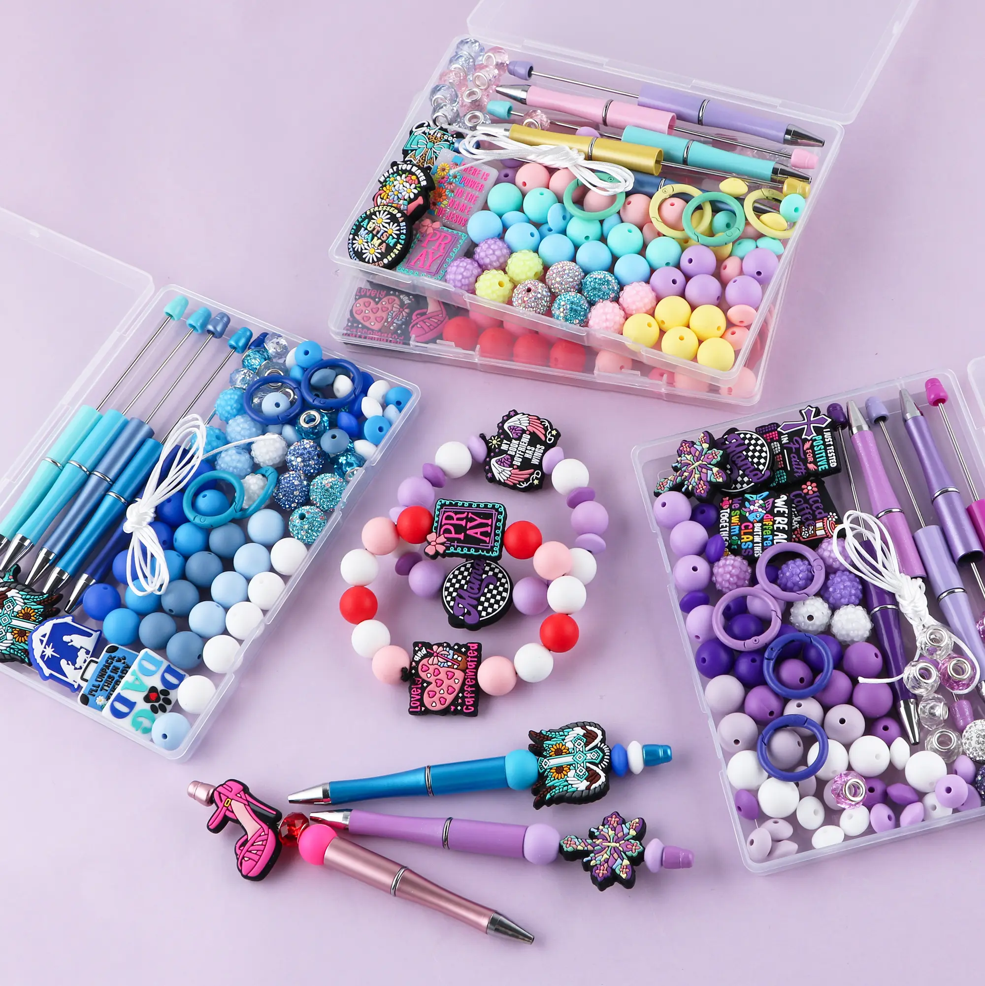 85PCS DIY Beadable Pen Kit, Customizable Beads Making Crafting Set for Teens, DIY Lover Craft Gift