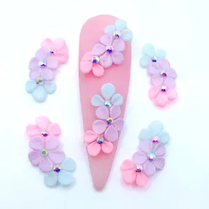 Premade 3D Acrylic SpringTri-flowers Nail charms  Nail Art