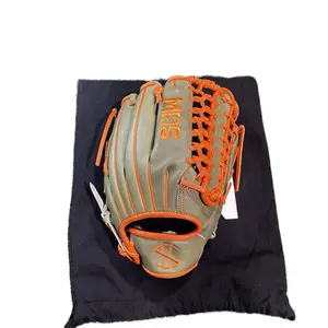 MDS "Huntin' Dog" Outfield Glove - Olive Green with Orange Laces and Logo Design