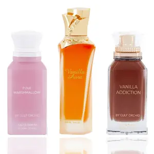 GULF ORCHID Women's Gourmand EDP Fragrance 3-Piece Bundle Set - Creamy Scents of Vanilla Aura, Vanilla Addiction, Pink Marshmallow for Self-Care, Gourmand Fragrance