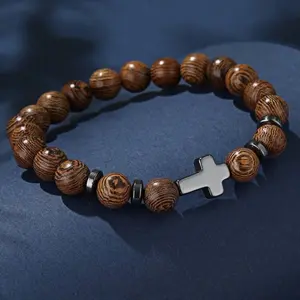 Wooden Cross Bracelet for Men and Women - Fashion Accessory