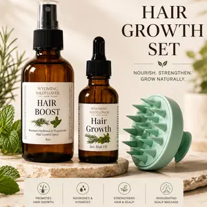 Hair Growth Set | Rosemary Hair Boost Tonic | Herbal Hair Growth Oil | Hair Scalp Massager | Hair Growth | Reduce thinning & shedding | Treats Dandruff | Scalp Health