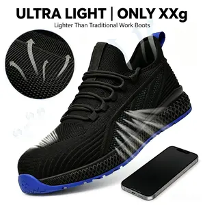 Men's Composite Toe Safety Sneakers - Lace-Up, Breathable, Lightweight, Round Toe, All-Season Work Footwear