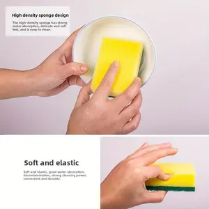 24pcs High-Absorption Kitchen Sponges - Double-Layer Durable Design, Oil and Rust Remover. Suitable for Cleaning Utensils and Cookware, Yellow & Green. for Commercial and Household Use, with Textured Scrubbing Surface