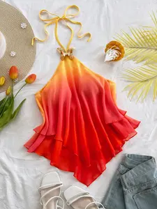 LUSHLACE Sunset Colors Draping Halter Top for Beach Vacation Summer Party