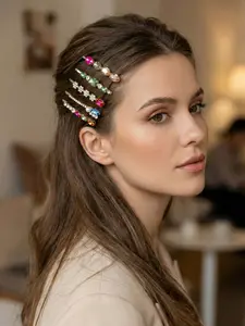 Elegant Rhinestone Hair Clip Set, Vintage Crystal Pearl Hair Clips for Women, High-End Casual Headwear Accessories