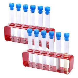 2 Set Plastic Test Tubes Rack with Caps, Test Tube Holder for Nurse Party Decorations and Scientific Experiments Party