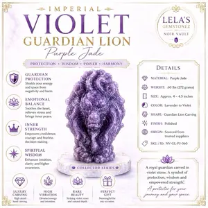 Imperial Violet Guardian Lion • Purple Jade Collector Carving Weight .60lbs