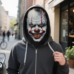 1pc Horror Clown Mask |   Red Tear Clown Mask, Transparent Eye Holes, Breathable Lightweight Design for Motorcycle Riding and Halloween Costume Props, Ideal for Halloween, Christmas, New Year Celebrations.