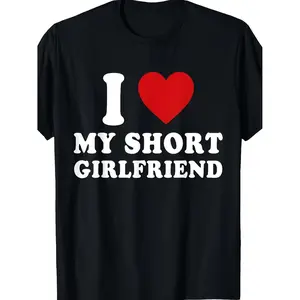 Men's Funny I Love My Girlfriend Valentine's Day T-Shirt - Matching Couple's BF/GF Heart Design