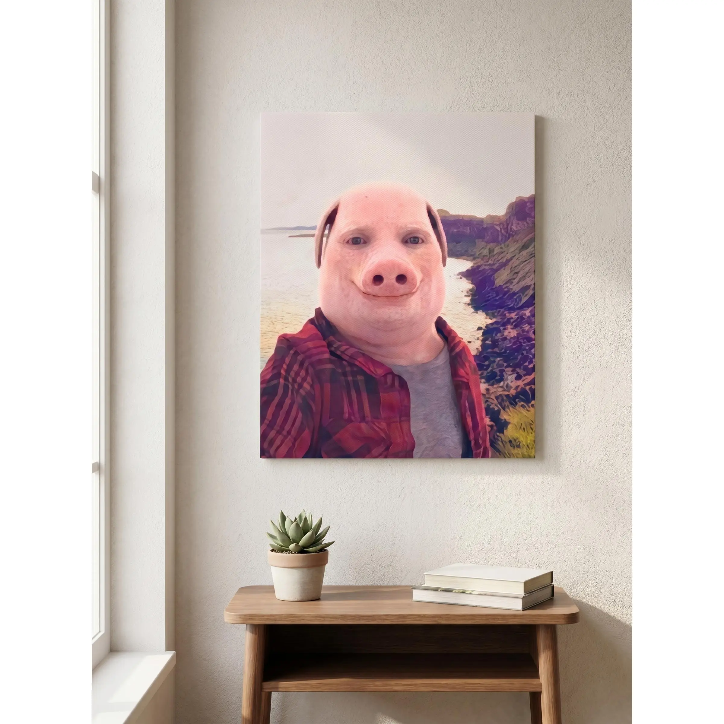 John Pork Is Calling Meme Culture Parody Art Canvas Tapestry Wall Hanging Scroll - Trippy Weirdcore Abstract Funny Whimsical All Seasons Home Decor, Great Gift for Boyfriend, Outdoors Print, Living Room Wall Decor, Scrolling Accent