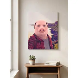 John Pork Is Calling Meme Wall Art - Renaissance Vintage Parody Canvas Tapestry Scroll |   Funny Brainrot Gen Z Decor for College Dorm, Gamer Room & Man Cave |   Weirdcore Abstract Humor Prank Gift for Boyfriend & Roommate outdoorfun print