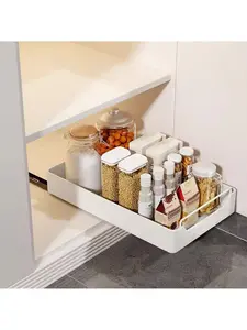 Slide Out Cabinet Organizer  Sliding Drawer Pantry Shelf With Damping Guide  Nylon Adhesive  Heavy Duty Slide Out Pantry Shelves For Bathroom  Kitchen 25cm