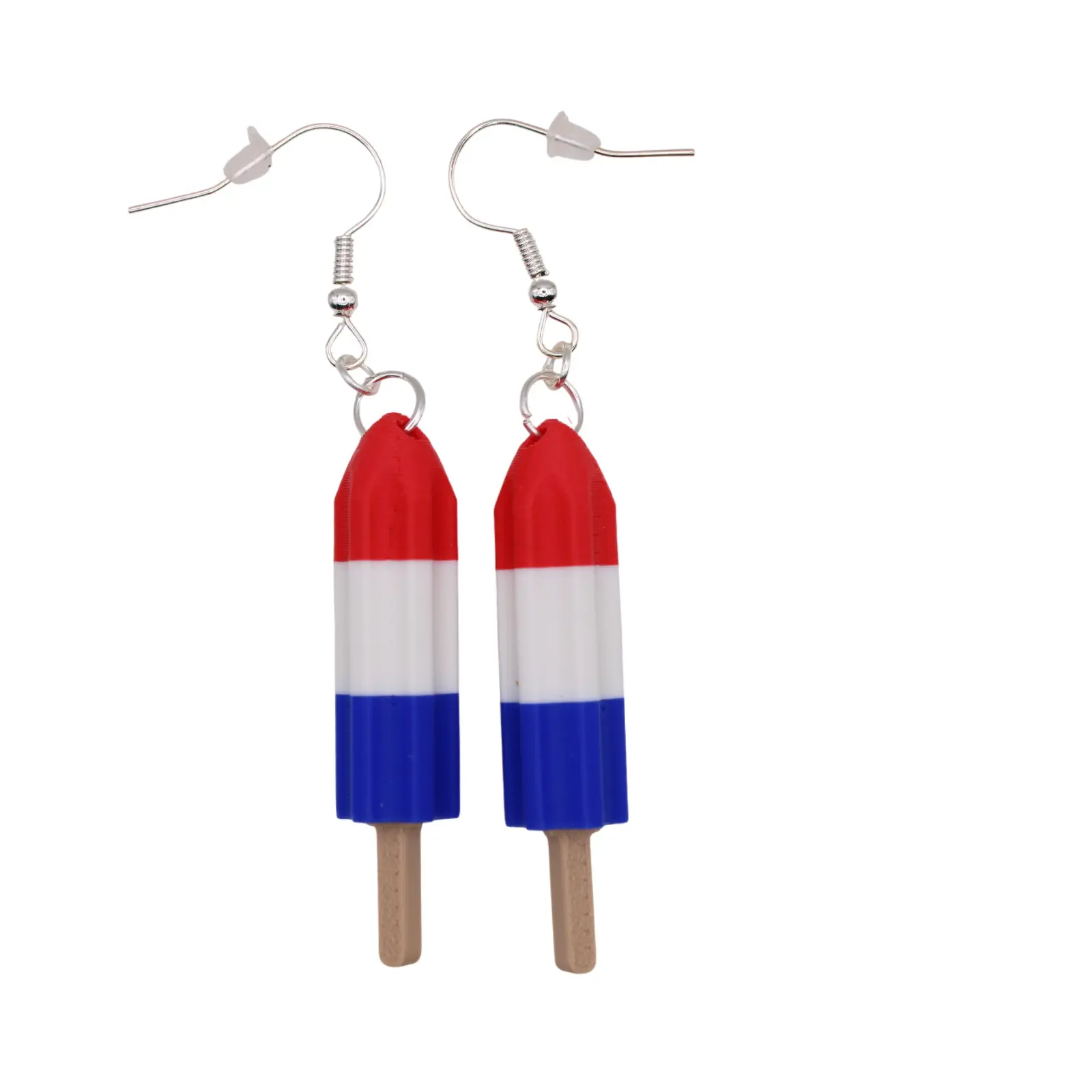 Bomb Pop Earrings! 3D Printed Earrings - 925 Plated Silver, Unisex, Lightweight, Made to Order, Hypoallergenic Design Fashion Earrings