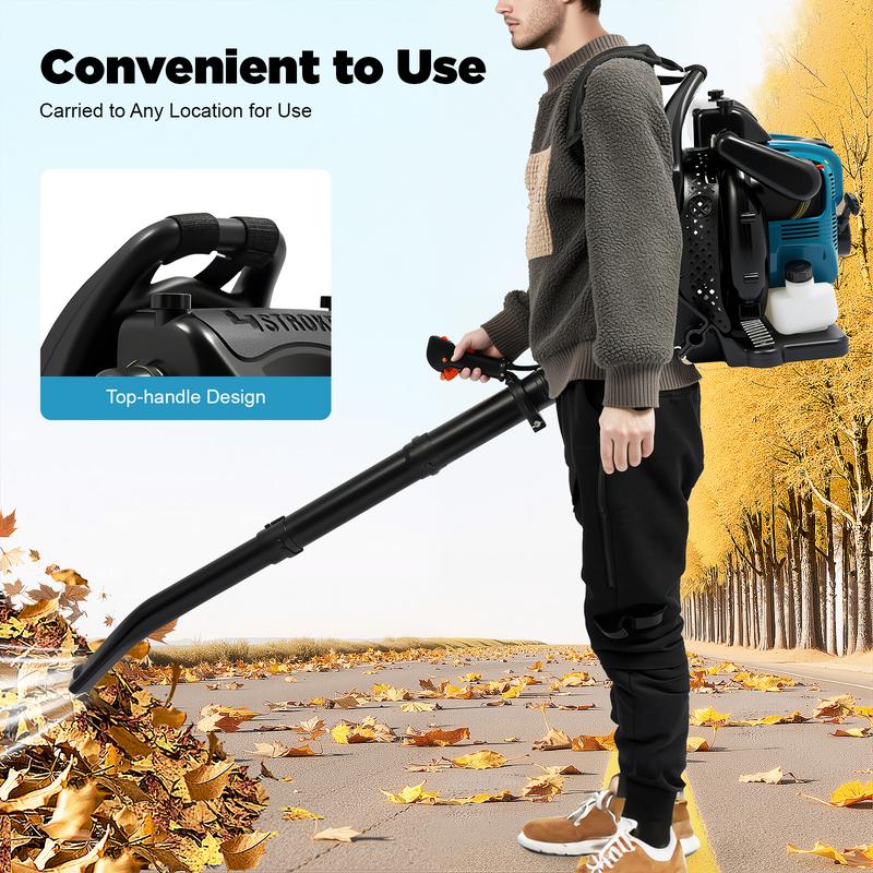 Powerful 4 Stroke Backpack Leaf Blower Heavy Duty Gas Powered for Yard Snow Removal Construction Site Cleanup Professional Landscaping Commercial Grade