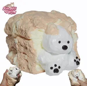 Cloudy Puppy 3-Layer Toast Squishy, Handmade taba squishy, Food-Grade Silicone Slow-Rising Rebound Squishy, Sticky Squeeze Toys Gift, Fidget Toys for Stress Relief, Non-Toxic Sensory Toys (11.11oz/315g)